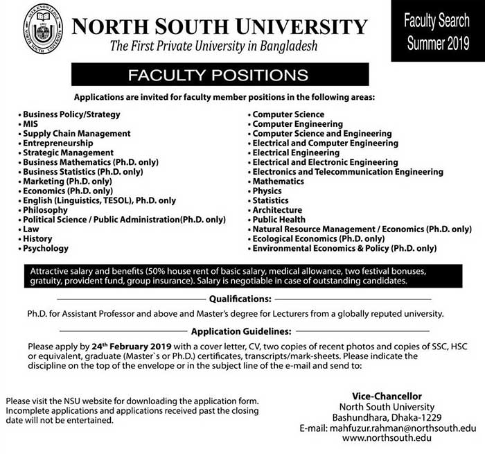 North South University Job Circular 2019