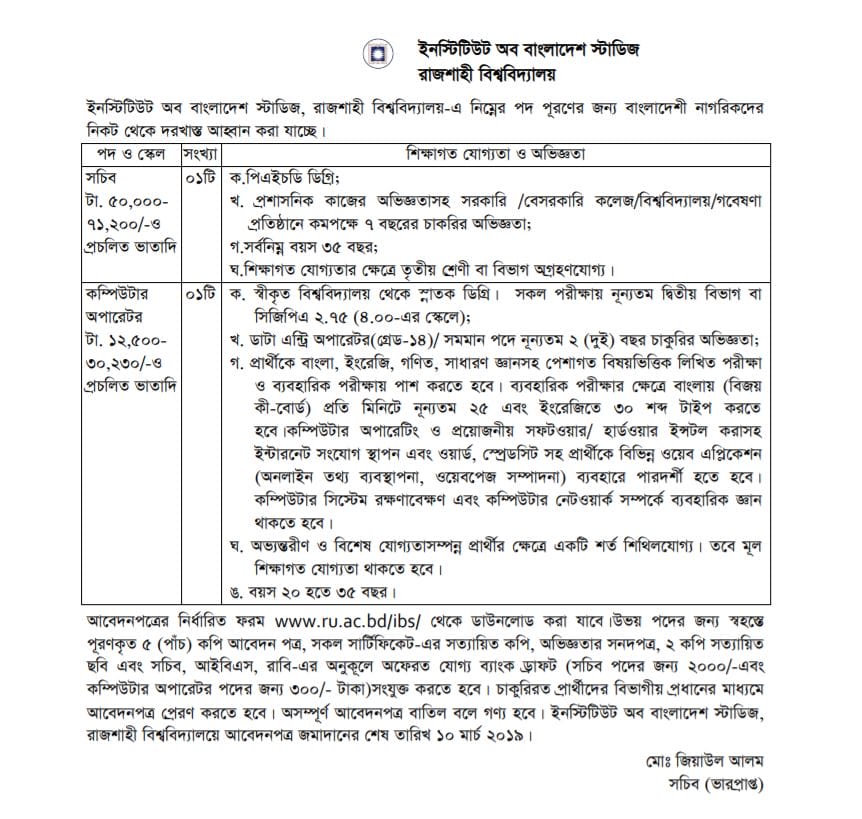 Rajshahi University Job Circular 2019